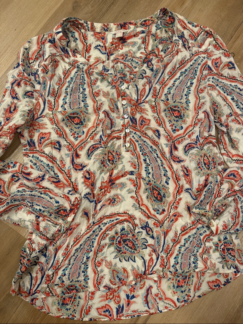 Women's White Paisley Button-Front Blouse, Esprit M